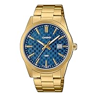 Casio MTP-VD03G-2A Men's Standard Gold Tone Stanless Steel Blue Dial 3-Hand Analog Watch