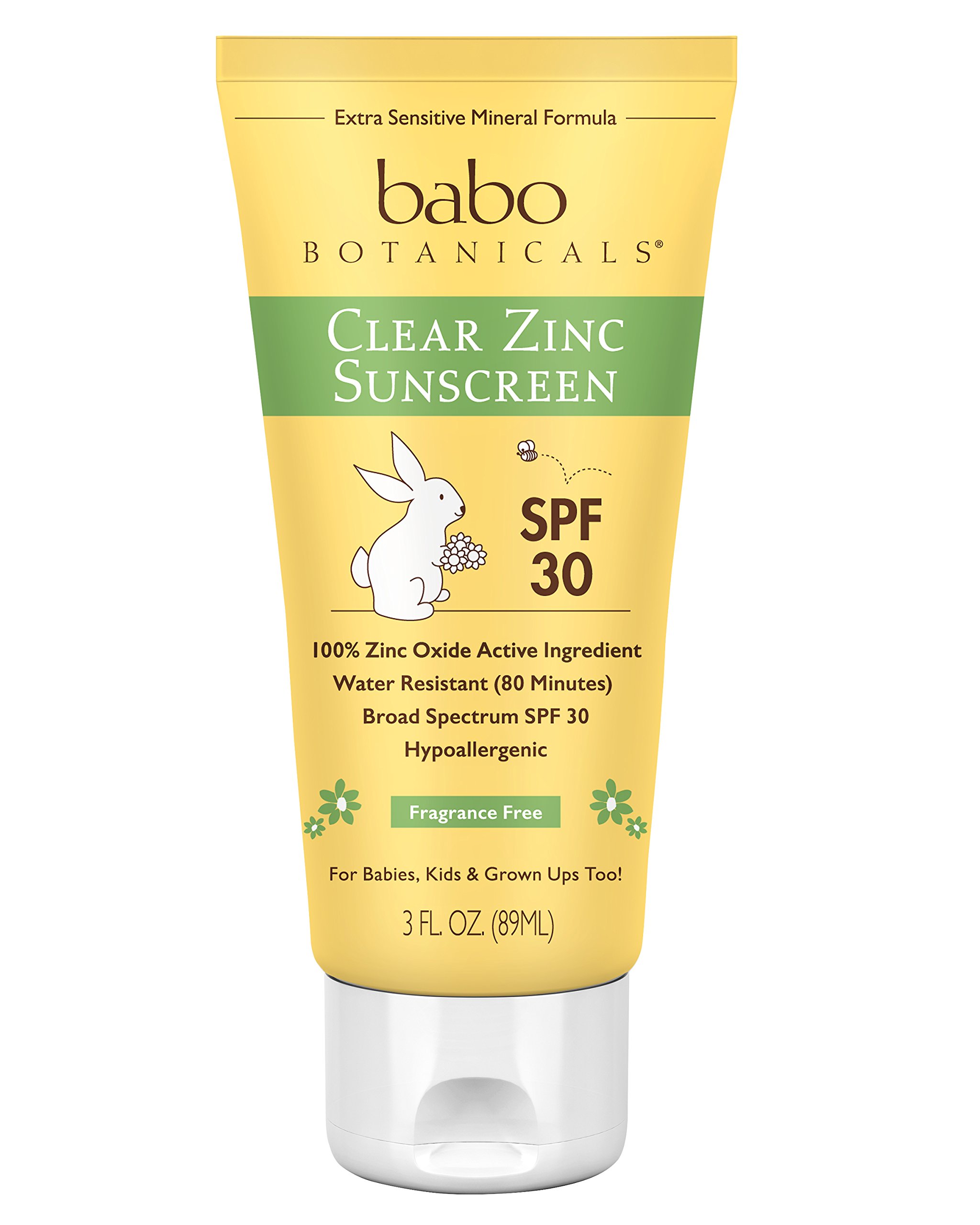 Babo Botanicals SPF 30 Clear Zinc Lotion, Fragrance Free, 3 Ounce