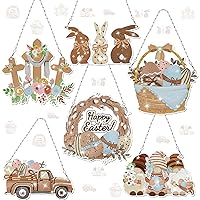Chitidr 6 Pcs Easter Diamond Painting Wreath 5D DIY Bunny Cross Eggs Truck Diamond Painting Hanging Signs Crystal Paint Diamond Art Ornaments Kits for Easter Spring Door Window Decor