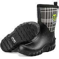 TIDEWE Rubber Boots for Women, 5.5mm Neoprene Insulated Rain Boots with Steel Shank, Waterproof Mid Calf Hunting Boots, Sturdy Rubber Work Boots for Farming Gardening Fishing