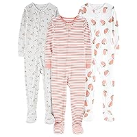 Girls' 3-Pack Snug Fit Footed Cotton Pajamas