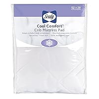 Sealy Cool Comfort Waterproof Fitted Toddler Bed and Baby Crib Mattress Pad Cover Protector, Noiseless, Machine Washable and Dryer Friendly, 52