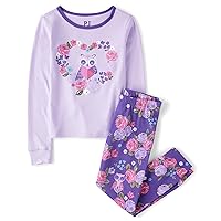 The Children's Place girls Long Sleeve Top and Pants Snug Fit 100% Cotton 2 Piece Pajama Set