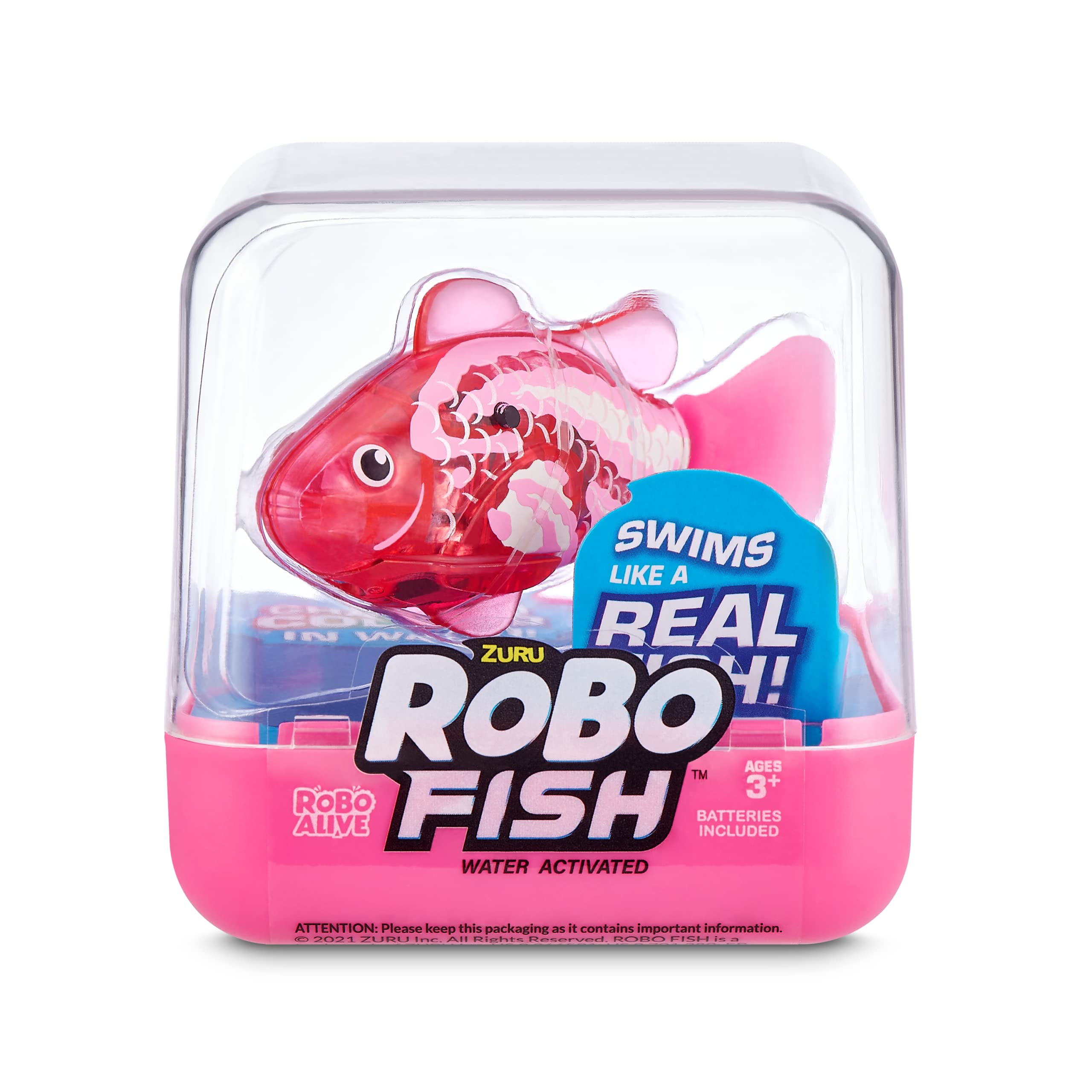 Robo Alive Robo Fish Series 2 (Hot Pink + Pink 2 Pack) by ZURU Robotic Swimming Fish Water Activated, Changes Color, Comes with Batteries, Amazon Exclusive,Multi,7165H