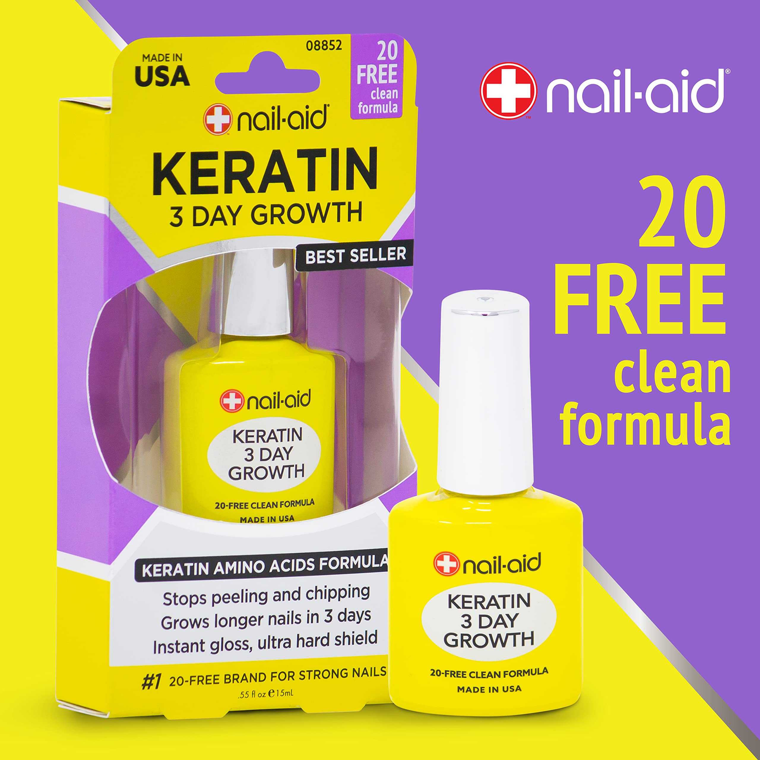 Mua Nail-Aid Keratin 3 Day Growth Nail Treatment & Strengthener, Clear,   Fl Oz trên Amazon Mỹ chính hãng 2023 | Fado