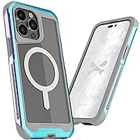 Ghostek Atomic Slim for iPhone 15 Pro Max Case, Compatible with Magnetic MagSafe Accessories, Aluminum Iridescent Fluorescent Bumper, Heavy Duty Protection (6.7 Inch, Prismatic)