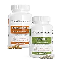 Ergothioneine (60ct) and Cordyceps-M (120ct) Bundle with Shiitake and Oyster Mushroom Extracts - Longevity and Energy - Vegan, Gluten Free, Non-GMO - Natural Support for Healthy Aging