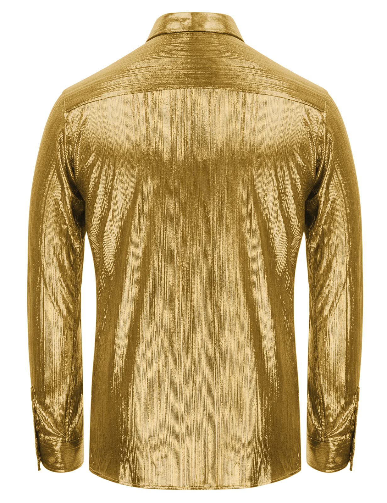 PJ PAUL JONES Mens Metallic Dress Shirts Long Sleeve Button Down 70s Disco Shirt Party Costume