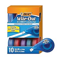 Wite-Out Brand EZ Correct Correction Tape (WOTAP10- WHI), 39.3 Feet, 10-Count Pack of white Correction Tape, Fast, Clean and Easy to Use Tear-Resistant Tape