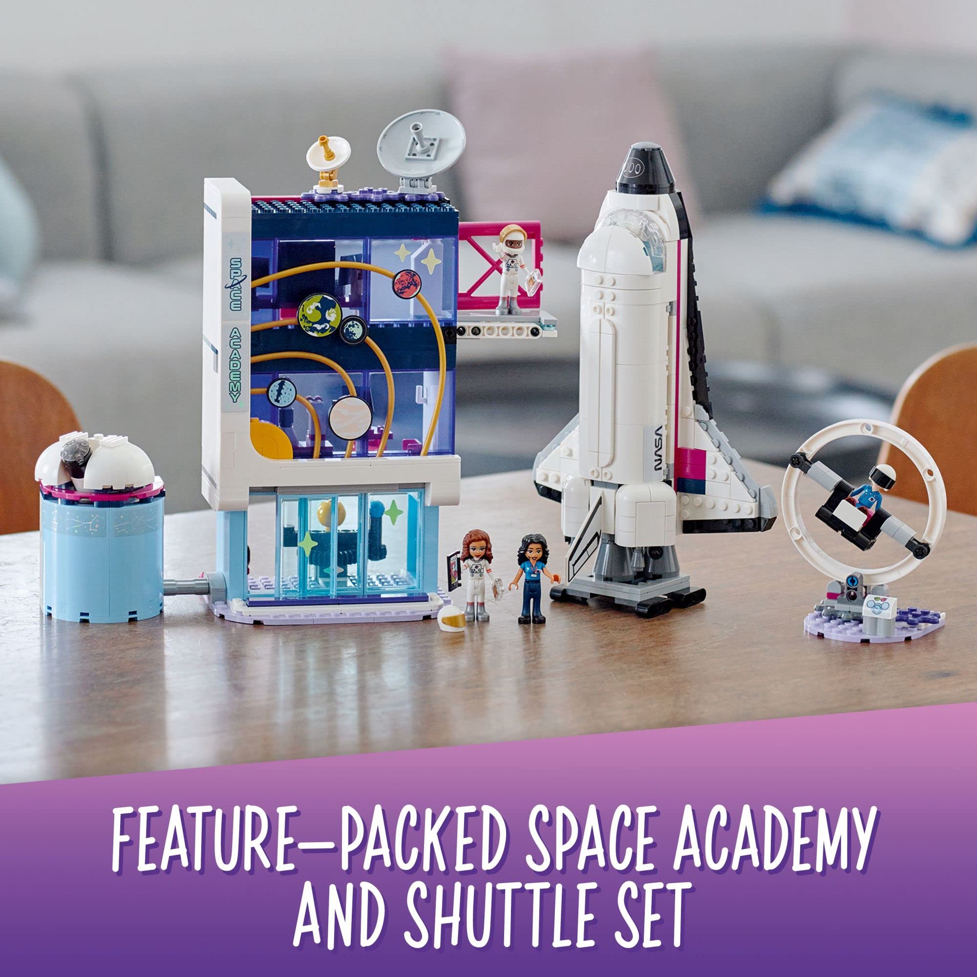 LEGO Friends Olivia’s Space Academy Shuttle Rocket 41713, NASA Space Shuttle Toy for Kids, Pretend Play Space Academy with Astronaut Mini Figures, Gift for Boys Girls 8+ Years Old