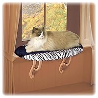 K&H Pet Products Kitty Sill Window Sill Cat Perch, Cat Window Perch for Large Cats, Cat Window Seat, Cat Shelf for Window Sill, Window Cat Bed, Cat Perch w/ Washable Cover – Zebra Unheated