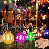 XURISEN G40 String Light Outdoor Decor for Home Xmas Party Wedding (Multi-Colored, 98FT 30LEDS)