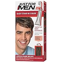 Easy Comb-In Color Mens Hair Dye, Easy No Mix Application with Comb Applicator - Medium-Dark Brown, A-40, Pack of 1