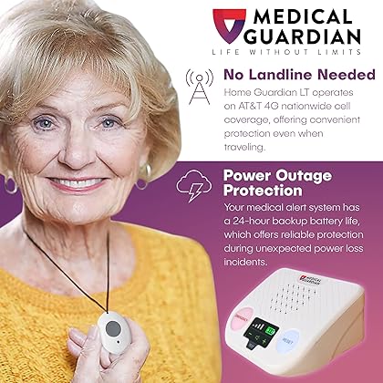 Medical Guardian at-Home Medical Emergency Alert System with Cellular Coverage - CALL TO ACTIVATE - 24/7 Monitoring Medical Alert Necklace for Seniors - Comprehensive Elderly Monitoring (1 Month Free)