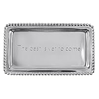 MARIPOSA Best is Yet to Come Beaded Statement Handcrafted Tray, One Size, Silver