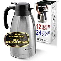 Thermal Coffee Carafe 68oz / 2L - 12 Hours Hot Beverage Dispenser, Insulated Stainless Steel Carafe for Hot Liquids, Coffee Carafes For Keeping Hot Coffee Dispenser for Parties -Large Tea Carafe Flask