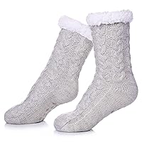 SDBING Women's Winter Super Soft Warm Cozy Fuzzy Fleece-Lined with Grippers Slipper Socks