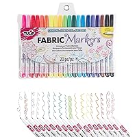 Tulip Permanent Nontoxic Fabric Markers, 20 Pack, Multicolor