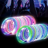 90 Pack New Years Glow Bracelets, New Years Eve Party Supplies Favors,6 Color Glow In The Dark LED Bracelets Light Up Bracelets Glow Sticks Party Toys Concert Birthday Christmas Carnival Party