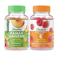 Lifeable Panax Ginseng + Vitamin E, Gummies Bundle - Great Tasting, Vitamin Supplement, Gluten Free, GMO Free, Chewable Gummy