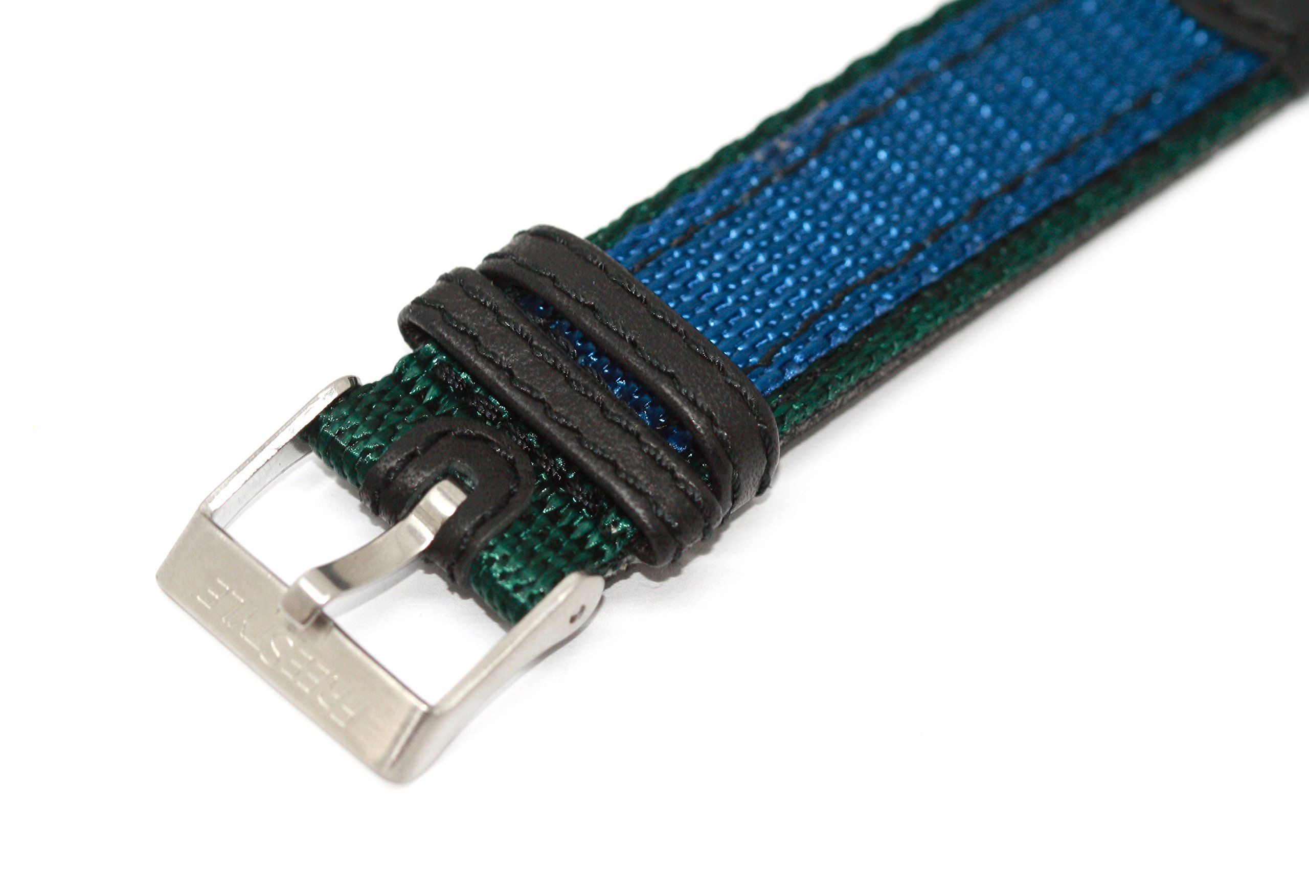 18MM Leather/Nylon Black/Blue/Green FS Watch Band FITS TIMEX Ironman/Expedition