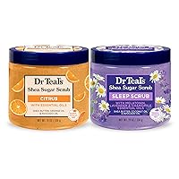 Dr Teal's Shea Sugar Body Scrub, Daytime/Nighttime with Vitamin C and Sleep Blend, 19 oz (Pack of 2) (Packaging May Vary)