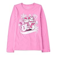 girls Long Sleeve Animal Graphic T shirt