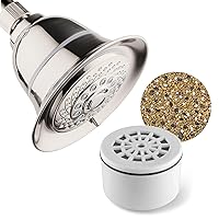 Hotel Spa 1152 AquaCare Head 5 Inch Face 6 Setting Showerhead with 3 Stage Shower Filter Cartridge Inside. (Brushed Nickel Finish)