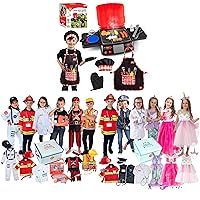 Born Toys BBQ Set and 6-in-1 Kids' Dress Up & Pretend Play for Boys & Girls Ages 3-7 Washable Toddler Dress up Clothes w/Storage Box