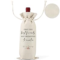 Only The Best friends Get Promoted To Auntie,Pregnancy Announcement Wine Label,New Aunt Gifts,Baby Announcement to Friends,Pregnancy Reveal,Gifts for aunts, uncles,1 Drawstring Gift Wine Bag,Q23