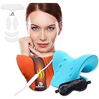 Ultimate Relief & Beauty Bundle: DoSensePro Neck Stretcher with Heat & Cool Therapy + Reusable Silicone Face Patches Set - Neck Pain Relief and Skin Rejuvenation Kit