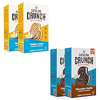 Catalina Crunch Chocolate Vanilla (2 Pack) and Vanilla Crème (2 Pack) Sandwich Cookies, (6.8 oz Boxes) | Keto Snacks | Low Carb, Low Sugar | Vegan Cookies, Plant Protein Cookies | Keto Friendly