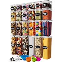 Airtight Food Storage Containers – 24 Pack BPA Free Kitchen Organization Set for Pantry Organization and Storage, Plastic Canisters with Durable Lids Ideal for Cereal, Flour & Sugar