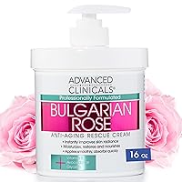 Bulgarian Rose Anti Aging Vitamin E Moisturizer Body Lotion & Face Cream | Body Butter Cream | Skin Brightening + Tightening Lotion | Body Skin Care Products For Women, Large 16 Oz
