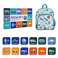 Wildkin 12-inch Backpack and Memory Matching Game Transportation (36 pc) Bundle: Boost Memory Educational Card, and Comfortable Kids Backpack (Team Spirit)
