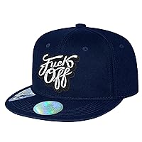 Classic Black Snapback Flat Brim Hats Adjustable Style Logo Embroidery, White Fuck Off 2, Medium-X-Large