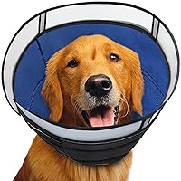 Dog Cone Collar for After Surgery, Soft Pet Recovery Collar for Dogs and Cats, Adjustable Cone Collar Protective Collar for Large Medium Small Dogs Wound Healing (Black & Blue, Large)