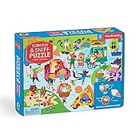 Food Festival 60 Piece Scratch and Sniff Puzzle from Mudpuppy, Features Colorful Illustrations, 6 Shaped Jigsaw Pieces, 3 Food Festival Scents, Ages 4+