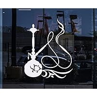 Window Decor for Business and Vinyl Wall Decal Hookah Shisha Smoking Smoke Arabic Decor Stickers Unique Gift (ig3344w) White 22.5 in x 28 in