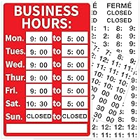 Open Signs, Store Business Hours Sign, Durable Letters Numbers Store Hours Signage for Business, Office and Store, 8 x 12 Inches Red, White