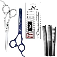 JW CRX Professional Hair Cutting Scissors & Thinning Shear Set with Hair Razor Set - Razor Edge Series
