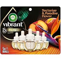 Vibrant Plug in Scented Oil Refill, 5ct, Nectarine & Paradise Flower, Air Freshener, Essential Oils