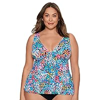 Women's V-Neck Bow Front Tankini Top - Floral Bliss