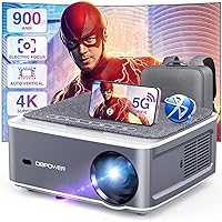 [Electric Focus/Auto Correction] 900 ANSI Ultra HD, DBPOWER Native 1080P 5G WiFi Bluetooth Projector, HD Outdoor Projector 4K Support, 4P4D/Zoom/PPT, Portable Mini Movie Projector for Phone/Laptop/DVD
