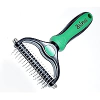 Dematting Comb Pet Grooming Brush Tool 2 Sided rake for cat and Dog - Safe dematting and deshedding, Improves Circulation, shinier Coat