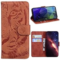 XYX Wallet Case for OnePlus N30, Folio Cover Stand Credit Card Slots Magnetic Closure Tiger Pattern Flip Shockproof Case for OnePlus Nord N30 5G, Brown