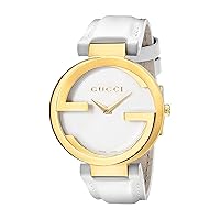 Gucci Women's Swiss Quartz Gold-Tone and Leather Dress Watch, Color:White (Model: YA133327)
