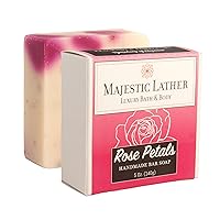 Rose Petals Luxury Bar Soap for Face & Body. Moisturize, Nourish and Cleanse. For All Skin Types. Made in the USA. 5.0 Oz.