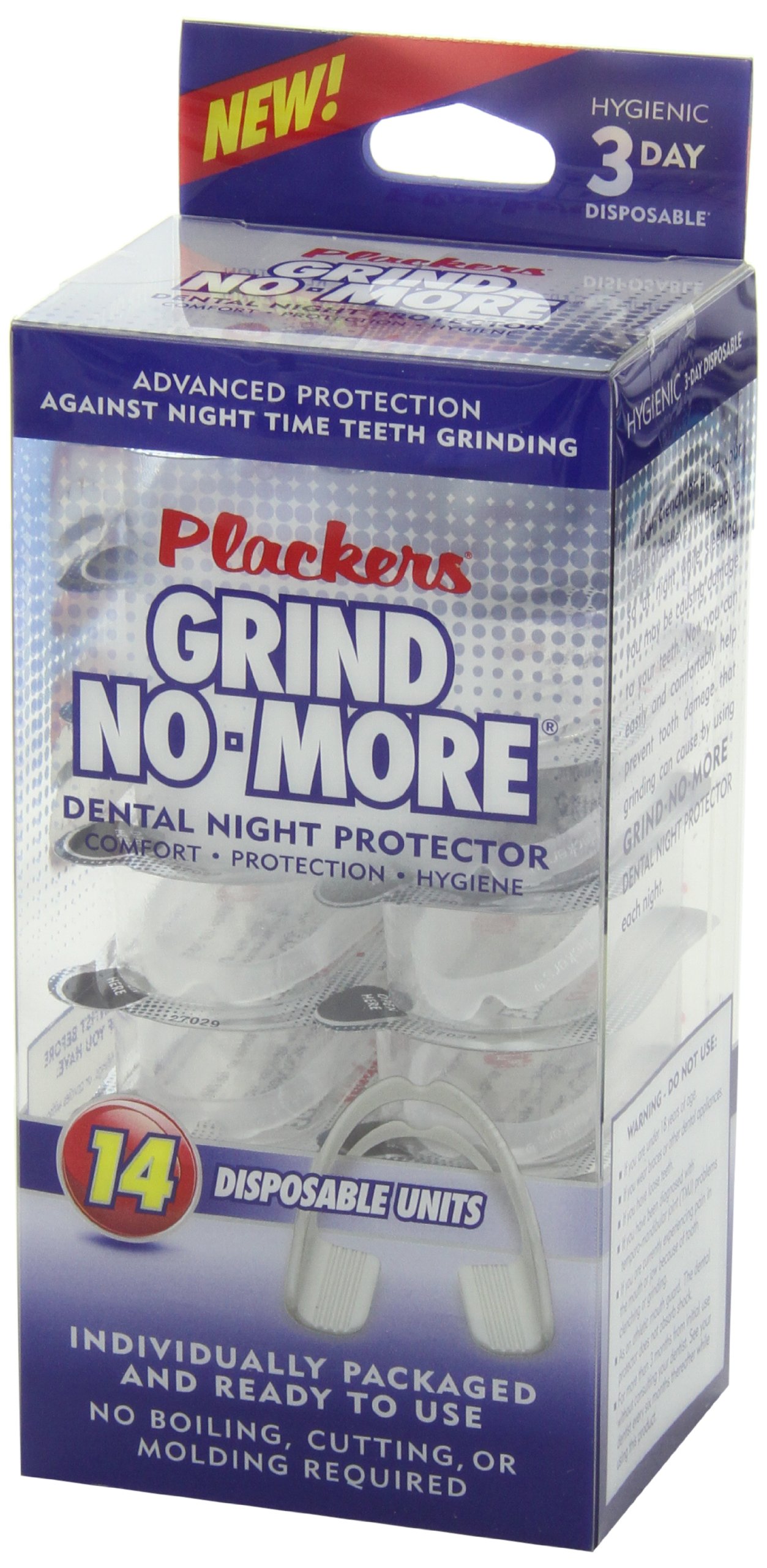 Plackers Grind No More Dental Night Guard for Teeth Grinding, 14 Count