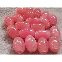 Large Hole-20pcs Jade Gemstone 10x14mm Rice Barrel Ruby Peach Pink Red Blue Yellow Green Jadeite Beads for Jewelry Making